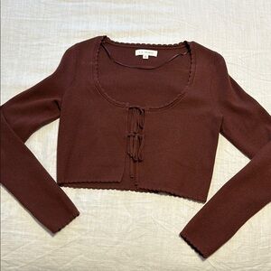 Brown Long Sleeve Crop Top